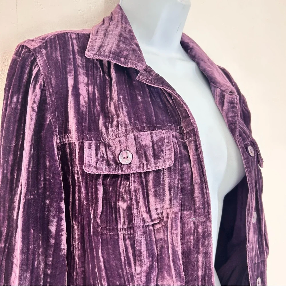 Croft & Barrow Purple Crushed Velvet Jacket Size S Whimsigoth